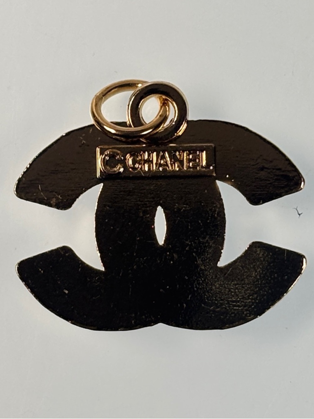 Chanel Gold-Tone Interlocking CC Pendant with Pink and Clear Crystals - Picture 2 of 4